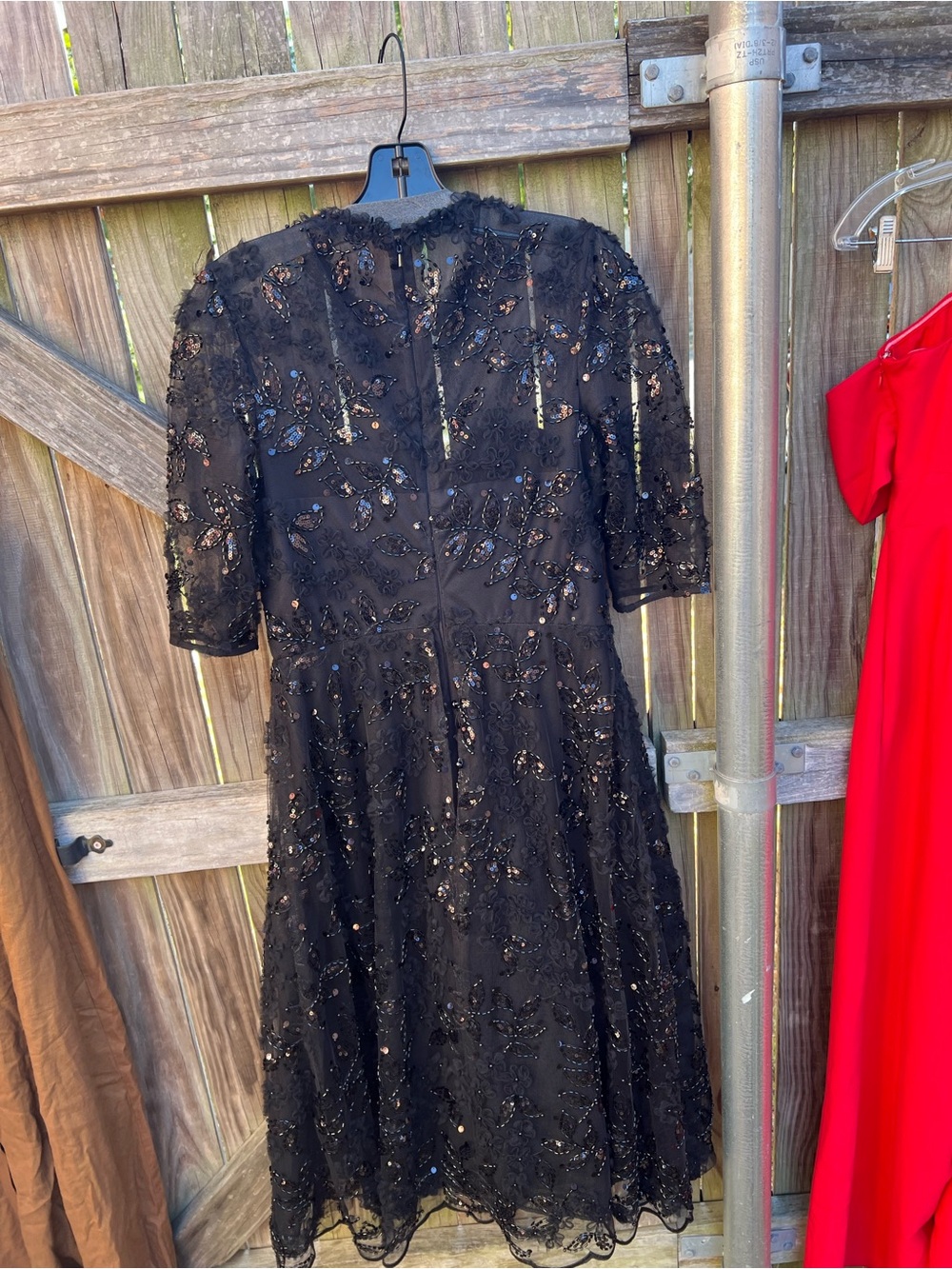 Rickie Freeman for Teri Jon Black Beaded Embellished Midi Dress - Picture 3 of 9